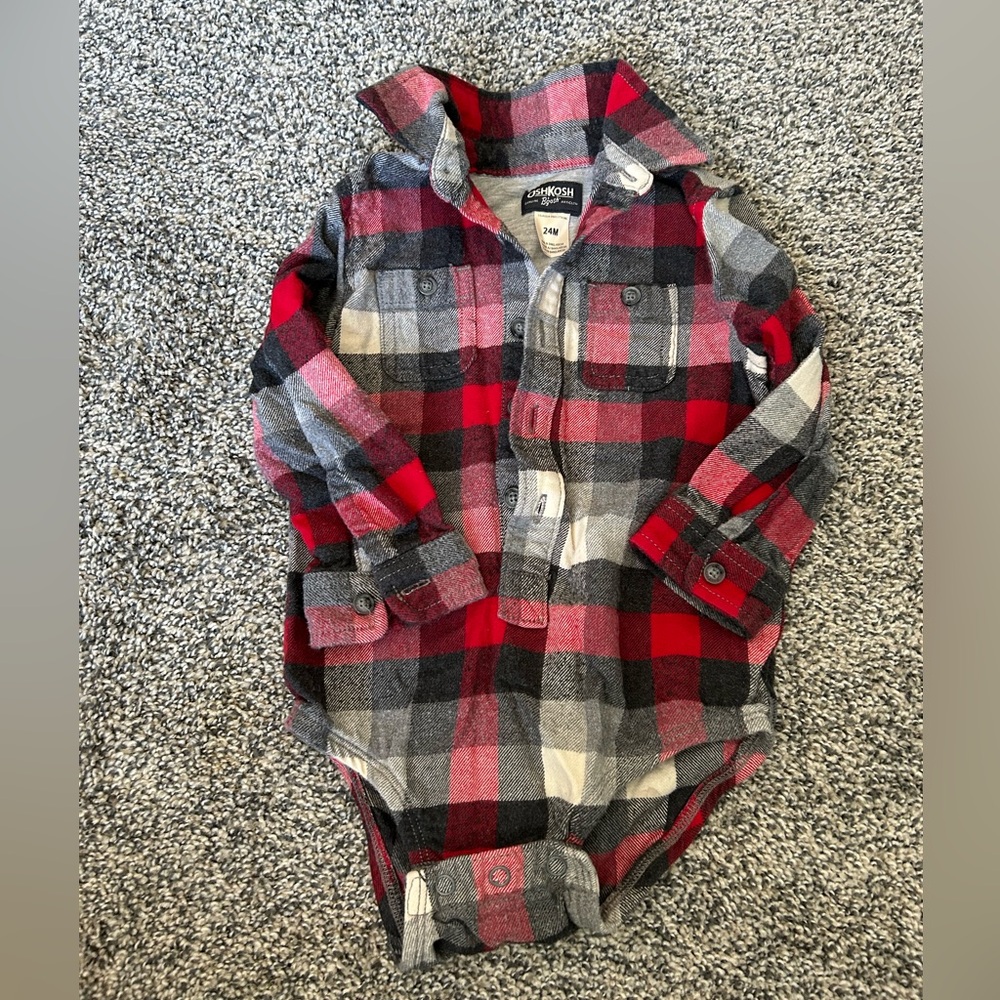 OshKosh B'gosh Red and Black Plaid Button Down Shirt